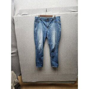 Artisan NY Womens Size 16 Blue Denim Skinny Jeans With Back Pockets & Button Clo
